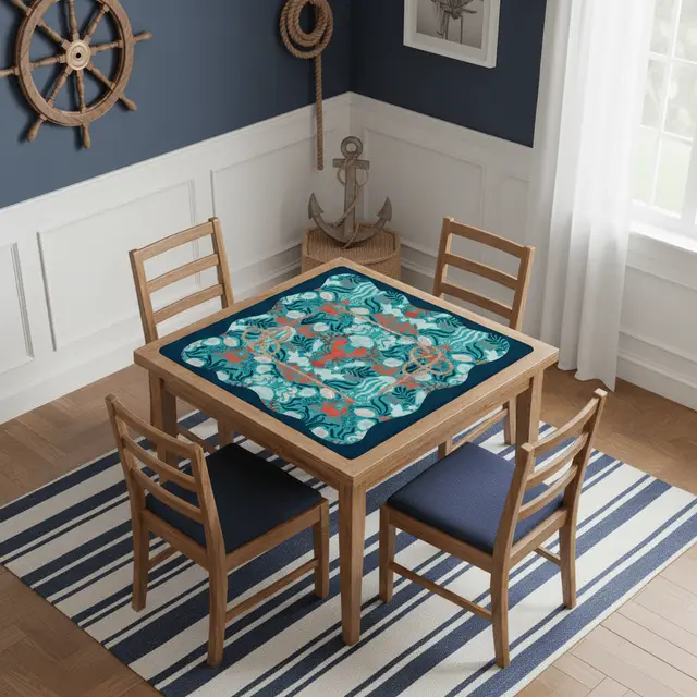 Splash Of Mahj And Color Co. Nautical Nellie Sea Of Life Whimsical Mahjong Mat