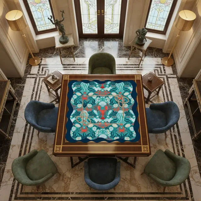 Splash Of Mahj And Color Co. New England Nautical Scalloped Mahjong Mat