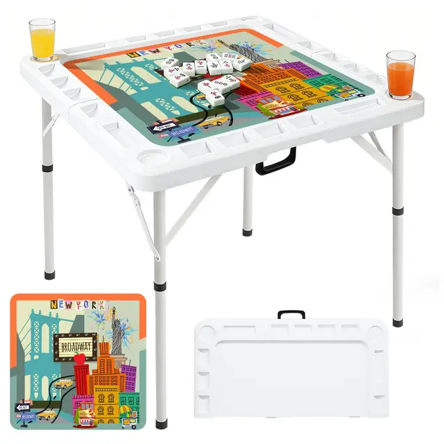 Splash Of Mahj And Color Co. New York City Vibes Mini Mahj Mat And Foldable Mahjong Table