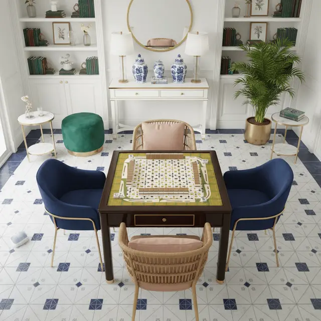 Splash Of Mahj And Color Co. Norwegian Floral Green, Yellow Simplicity Mahjong Mat