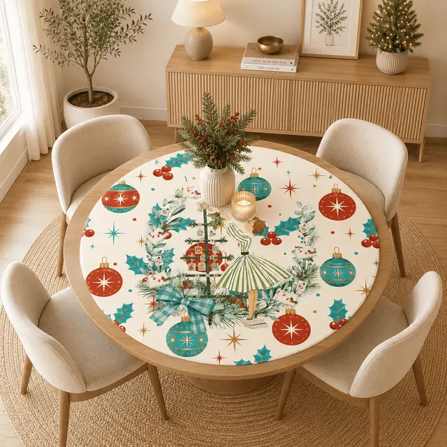 Splash Of Mahj And Color Co. Nostalgic Starry Brite Christmas Holiday Round Mahjong Mat