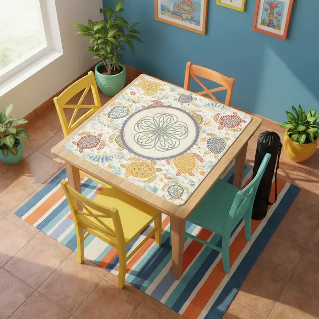 Splash Of Mahj And Color Co. Off The Amalfi Turtle Sea Life Mahjong Mat