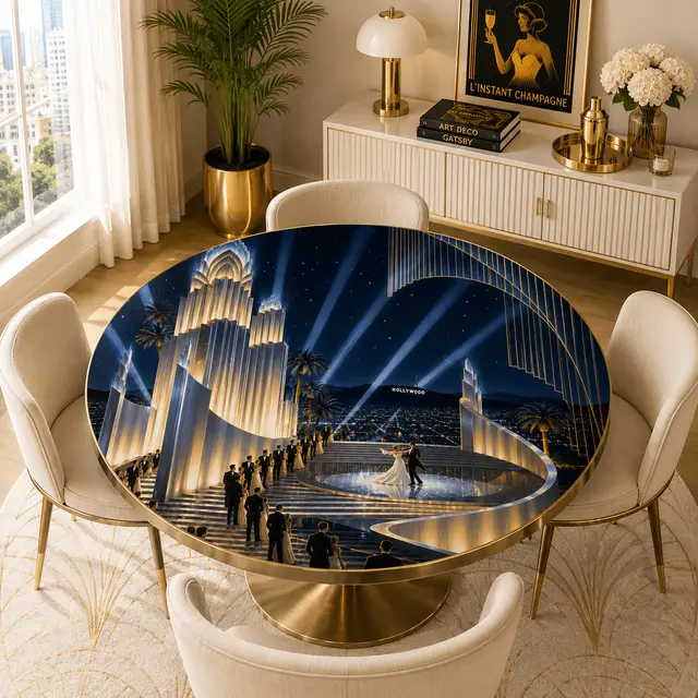 Splash Of Mahj And Color Co. Old Hollywood Art Deco Glam Round Mahjong Mat