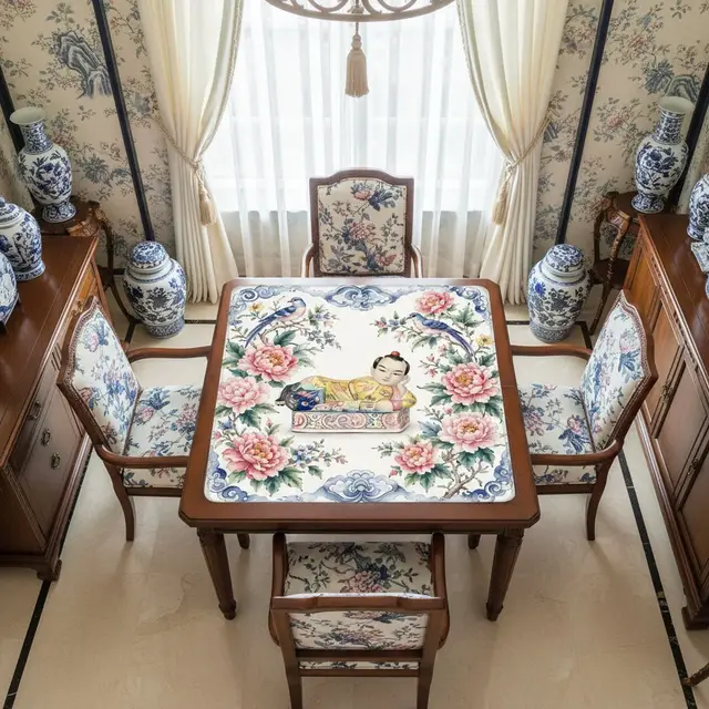 Splash Of Mahj And Color Co. Opium Headrest Chinoiserie Asian Garden Mahjong Mat