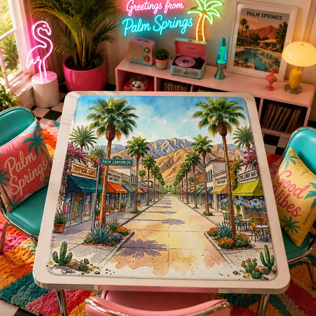 Splash Of Mahj And Color Co. Palm Springs California Modernist Mahjong Mat