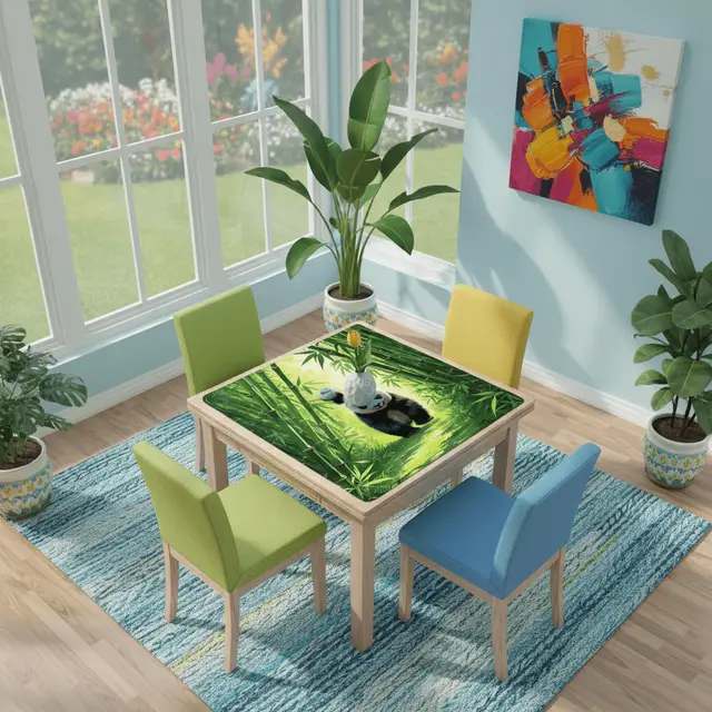 Splash Of Mahj And Color Co. Panda Bear Bamboo Forest Asian Inspired Mahjong Mat
