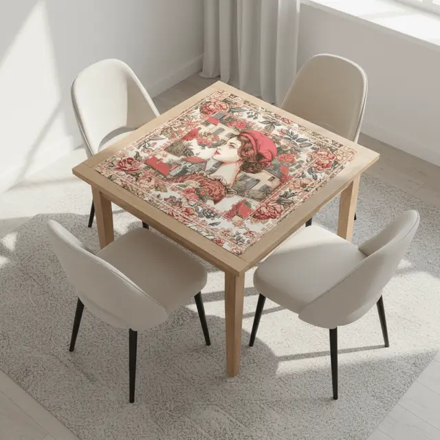 Splash Of Mahj And Color Co. Parisian Mahjong Raspberry Beret Floral French Designed Mahj Mat