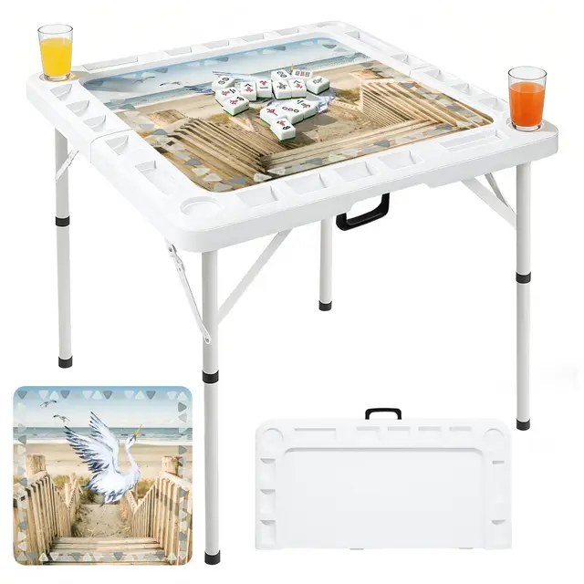 Splash Of Mahj And Color Co. Pelican Landing Mini Mahj Mat And Foldable Mahjong Table