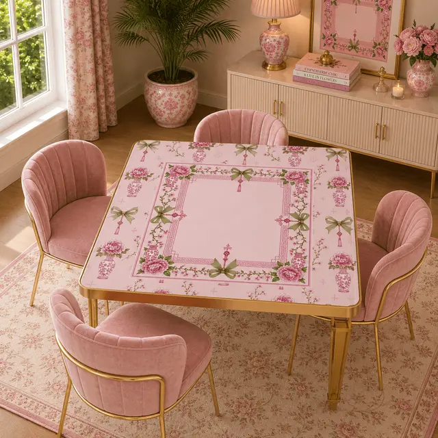 Splash Of Mahj And Color Co. Pink Palm Pagoda Mahjong Mat