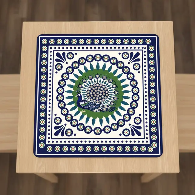 Splash Of Mahj And Color Co. Porcelain Peacock Eye Pottery Inspired Mahjong Mat