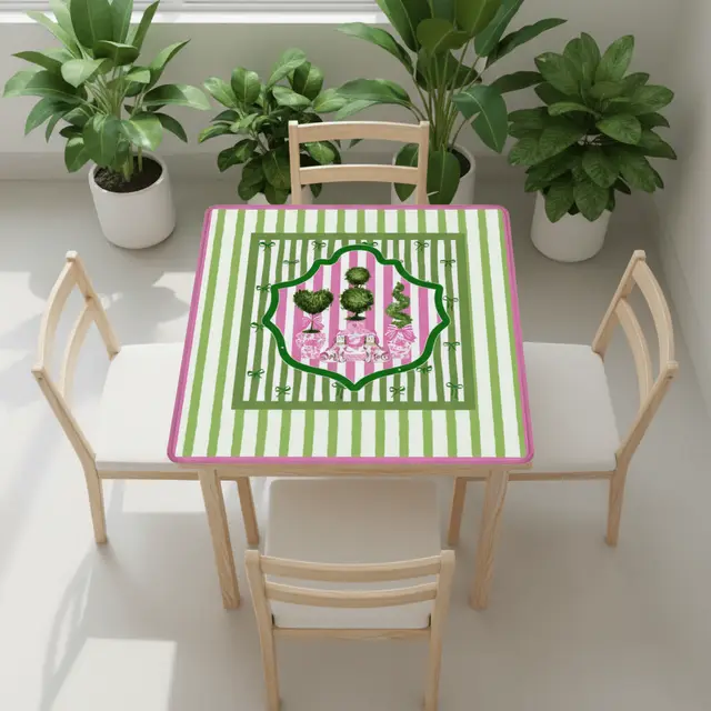 Splash Of Mahj And Color Co. Preppy Staffordshire Chinoiserie Green And Pink Mahjong Mat