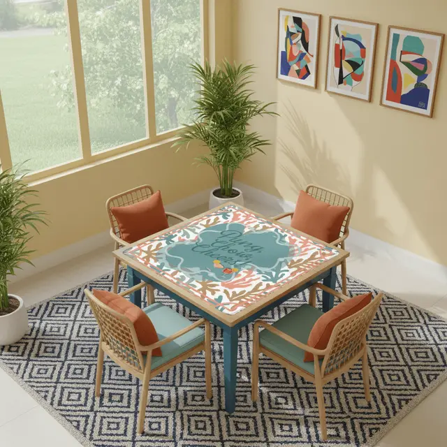Splash Of Mahj And Color Co. Pung Chow Cheers, Coral Palm Beach Style Pretty Mahjong Game Mat