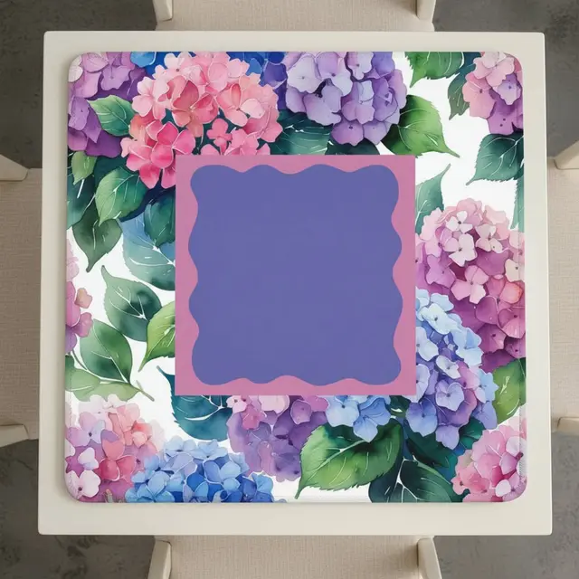 Splash Of Mahj And Color Co. Purple And Pink Hydrangea Blooms Mahjong Mat 33"x33"
