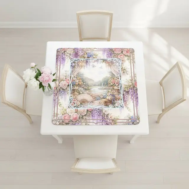 Splash Of Mahj And Color Co. Romantic Regency Wisteria Garden Watercolor Mahjong Game Mat