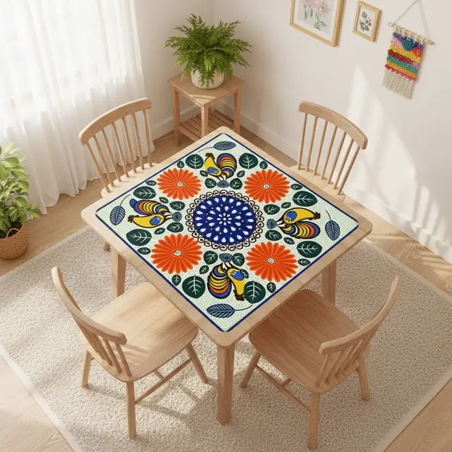 Splash Of Mahj And Color Co. Roosters In The Sun Pottery Inspired Mahjong Mat