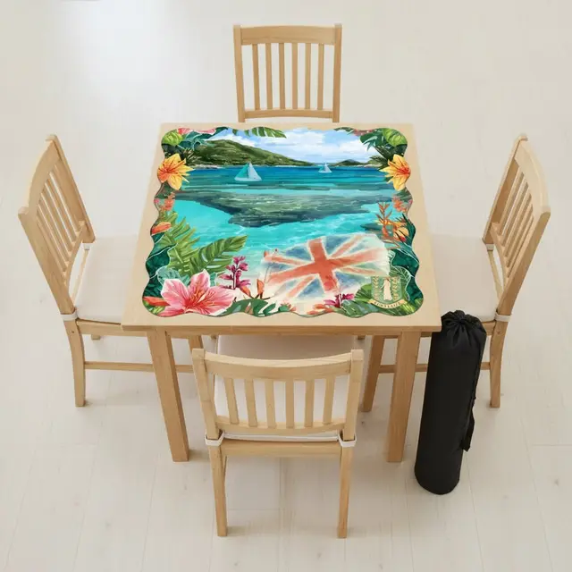 Splash Of Mahj And Color Co. Scalloped Mahjong Mat British Virgin Islands Tropical Mahj Vacation