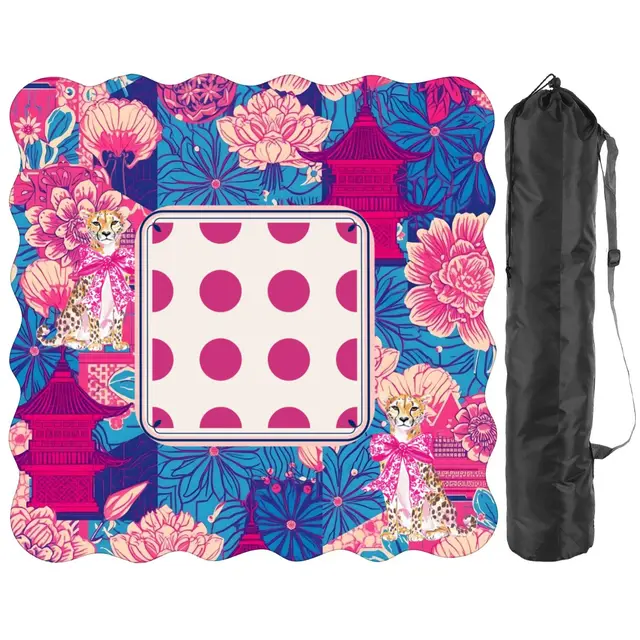 Splash Of Mahj And Color Co. Scalloped Mahjong Mat Cheetah Dynasty Pink Pagoda