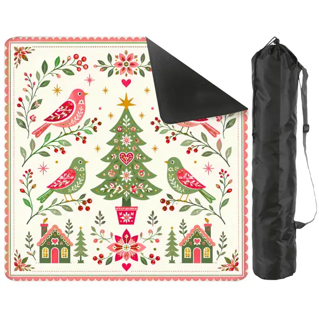 Splash Of Mahj And Color Co. Scandinavian Christmas Birds Festive Holiday Mahjong Mat