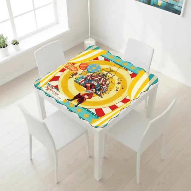Splash Of Mahj And Color Co. Send in the Clowns Circus Themed Scalloped Mahjong Mat
