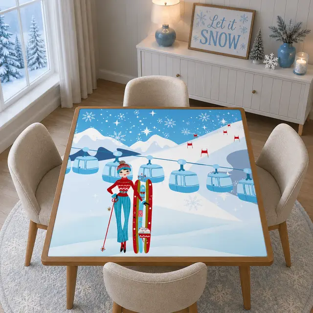 Splash Of Mahj And Color Co. Ski Bunny Hills Winter Christmas Mahjong mat