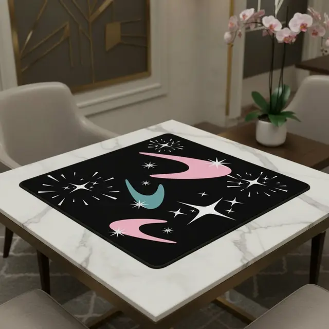 Splash Of Mahj And Color Co. Sky Rockets In Flight Black Modern Mahjong Mat 33"x33