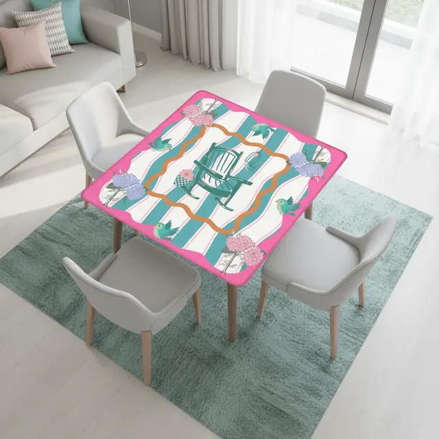 Splash Of Mahj And Color Co. Southern Charm And Hospitality Whimsical Pink, Teal Mahjong Mat