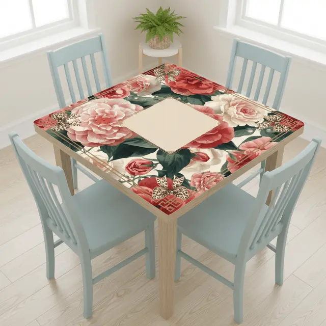 Splash Of Mahj And Color Co. Southern Floral Camellias In Bloom Mahjong Mat