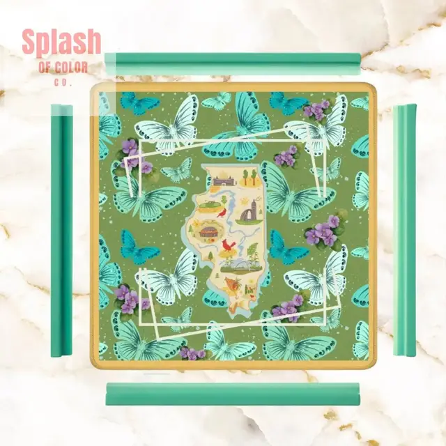 Splash Of Mahj And Color Co. State Of Illinois, Butterflies, Violets State Pride Mahjong Mat