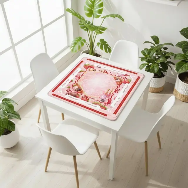 Splash Of Mahj And Color Co. Strawberries And Bubbly Mahjong Mat With Instructions
