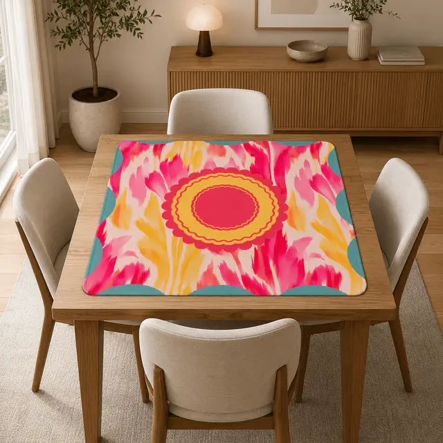 Splash Of Mahj And Color Co. Summer Sorbet Paint Strokes Pink And Yellow Mahjong Mat