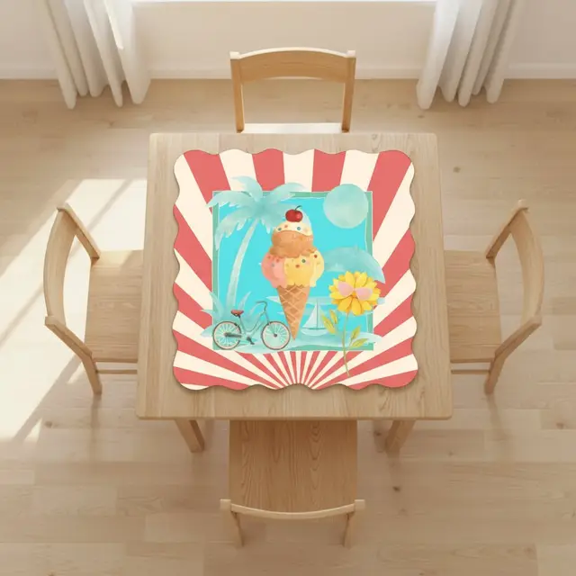 Splash Of Mahj And Color Co. Summer Time Summer Time Scalloped Mahjong Mat
