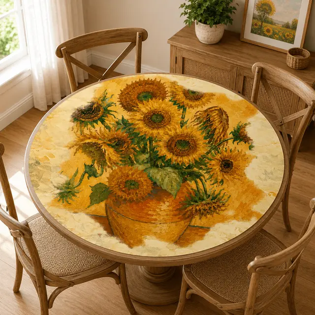 Splash Of Mahj And Color Co. Sunflower Van Mahj Round Mahjong Mat