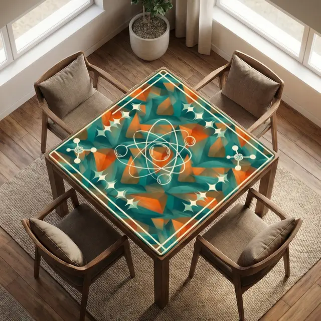 Splash Of Mahj And Color Co. Super Sonic Atom Modern Orange Teal Mahjong Mat