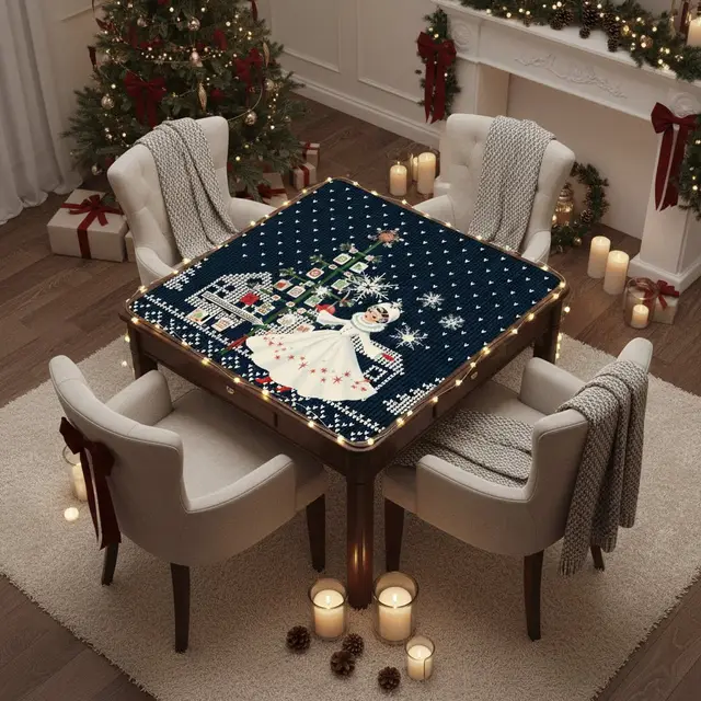 Splash Of Mahj And Color Co. Sweater Weather Nostalgic Whimsical Christmas Mahjong Mat