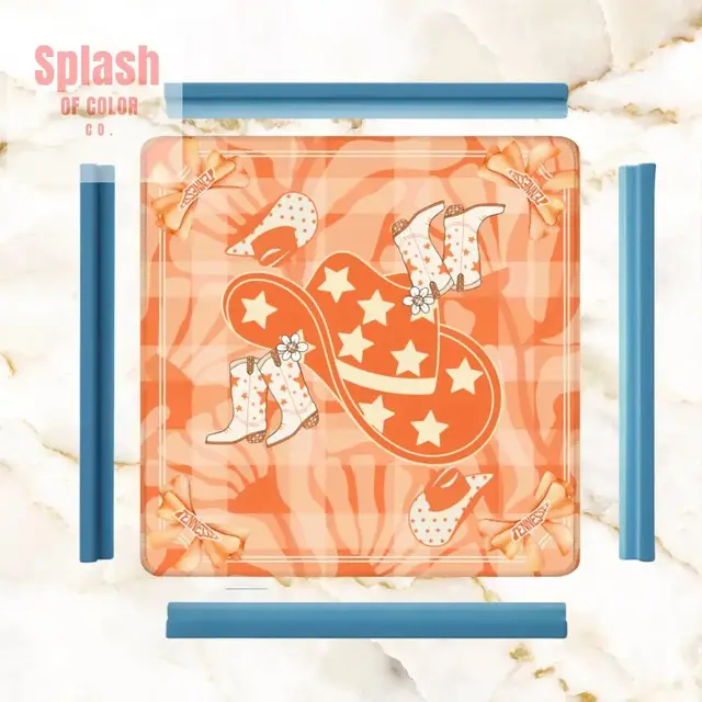 Splash Of Mahj And Color Co. Tennessee Orange Country Cowboy Hat And Boots, State Pride Mahjong Mat