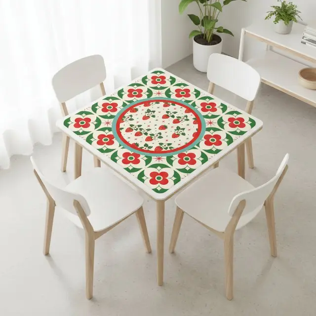 Splash Of Mahj And Color Co. The Bloom-a-Rama Red And Green Mahjong Mat
