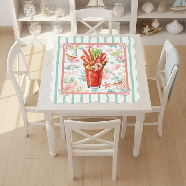 Splash Of Mahj And Color Co. The Charleston Bloody Mary Coastal Scalloped Mahjong Mat
