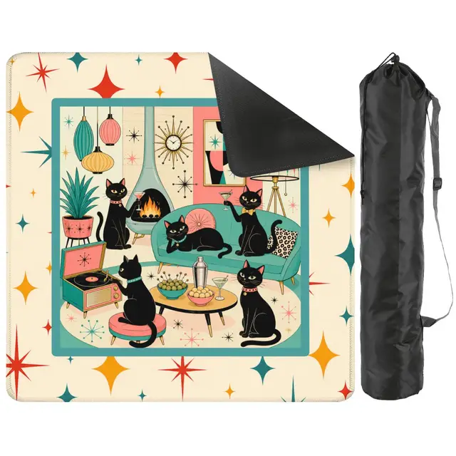 Splash Of Mahj And Color Co. The Cool Cats Mahj Club Modcentric Mahjong Mat