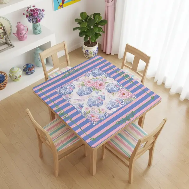 Splash Of Mahj And Color Co. The Ginger Jar Garden Chinoiserie Preppy Mahjong Mat