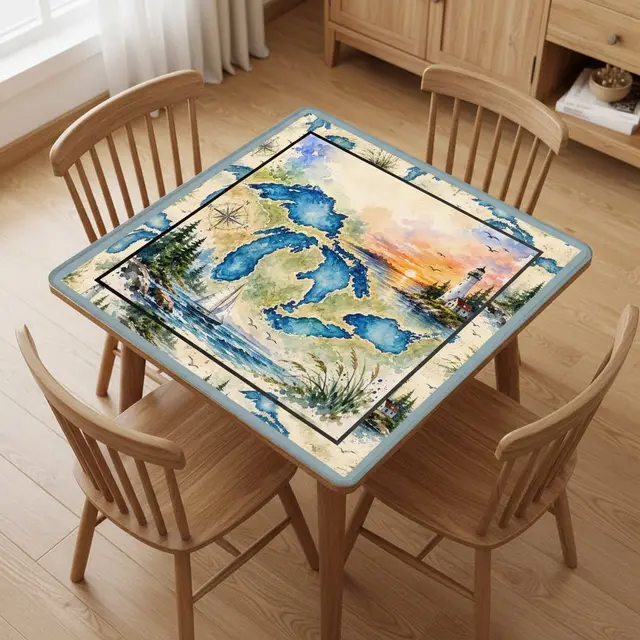 Splash Of Mahj And Color Co. The Great Lakes Watercolor Custom Mahjong Mat