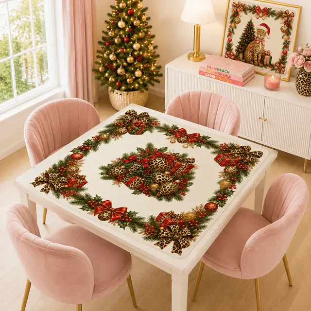 Splash Of Mahj And Color Co. The Leopard Mahjong Christmas Mahjong Mat