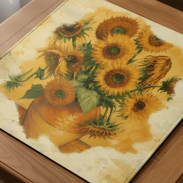Splash Of Mahj And Color Co. The Mahj Gogh Watercolor Sunflower Mahjong Mat