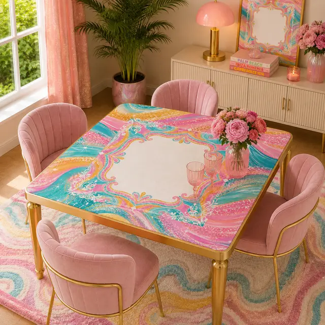 Splash Of Mahj And Color Co. The Tide Is High Coastal Waves Pastel Preppy Mahjong Mat
