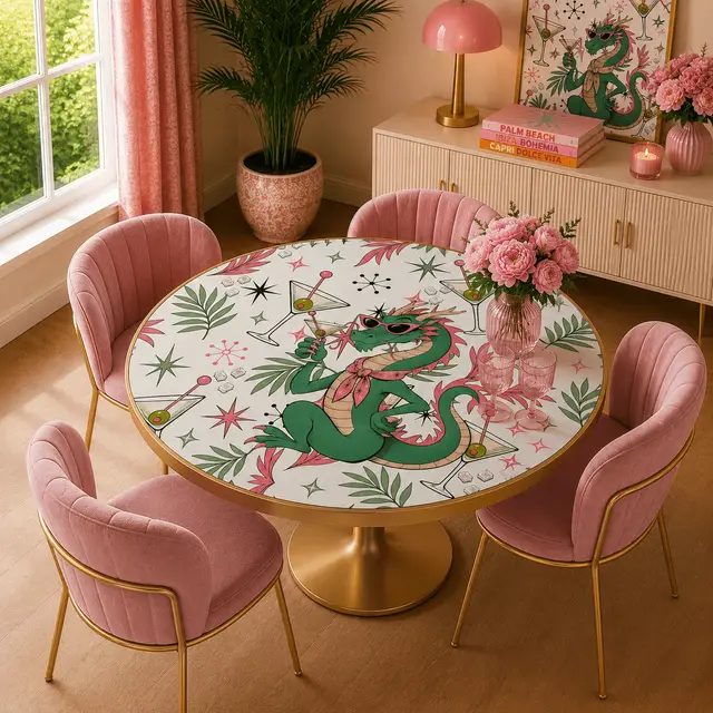Splash Of Mahj And Color Co. The Tipsy Dragon Round Mahjong Mat
