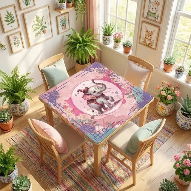 Splash Of Mahj And Color Co. Tilley Tusk Magical Asian Garden Elephant Mahjong Mat