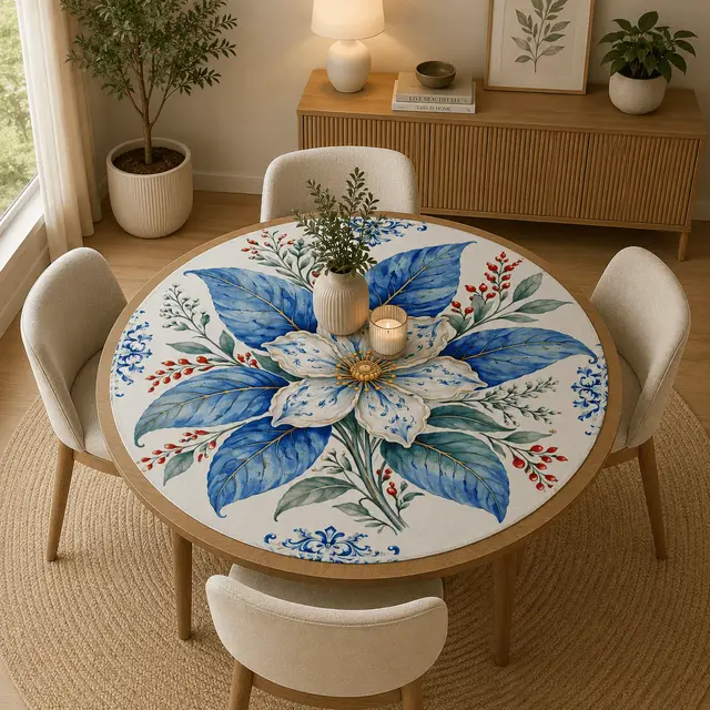 Splash Of Mahj And Color Co. Tobacco Leaf Winterberry Round Mahjong Mat