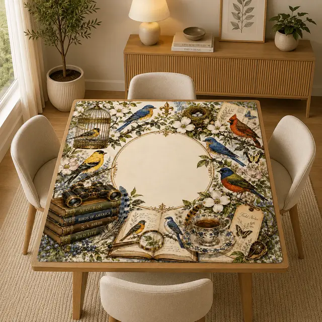 Splash Of Mahj And Color Co. Vintage Birdwatcher's Society Mahjong Mat