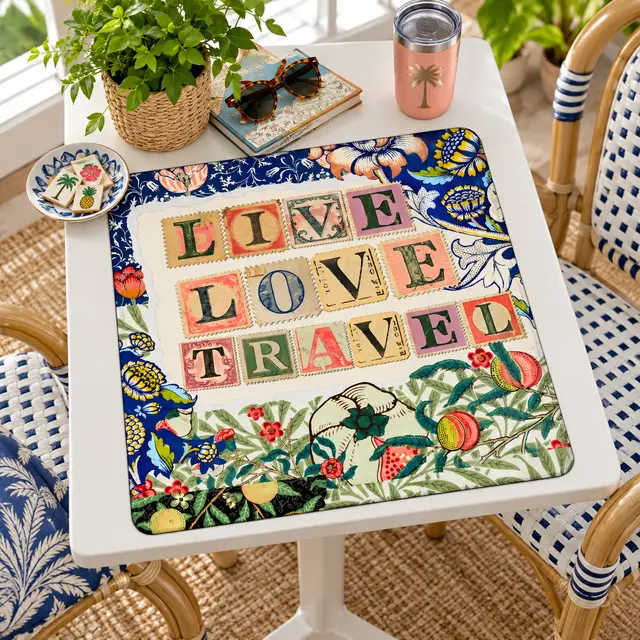 Splash Of Mahj And Color Co. William Morris Inspired Floral Travel Mini Mahjong Mat 20.9"x20.9"