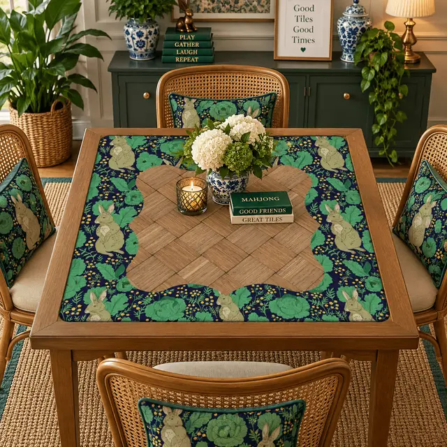 Splash Of Mahj And Color Co. William Morris Inspired Rabbit Patch Mahjong Mat