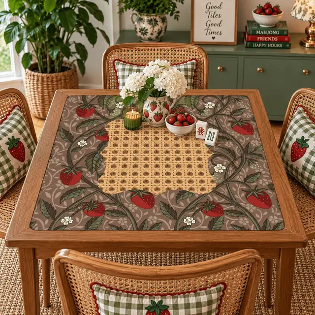 Splash Of Mahj And Color Co. William Morris Inspired Strawberry Thief Botanical Mahjong Mat